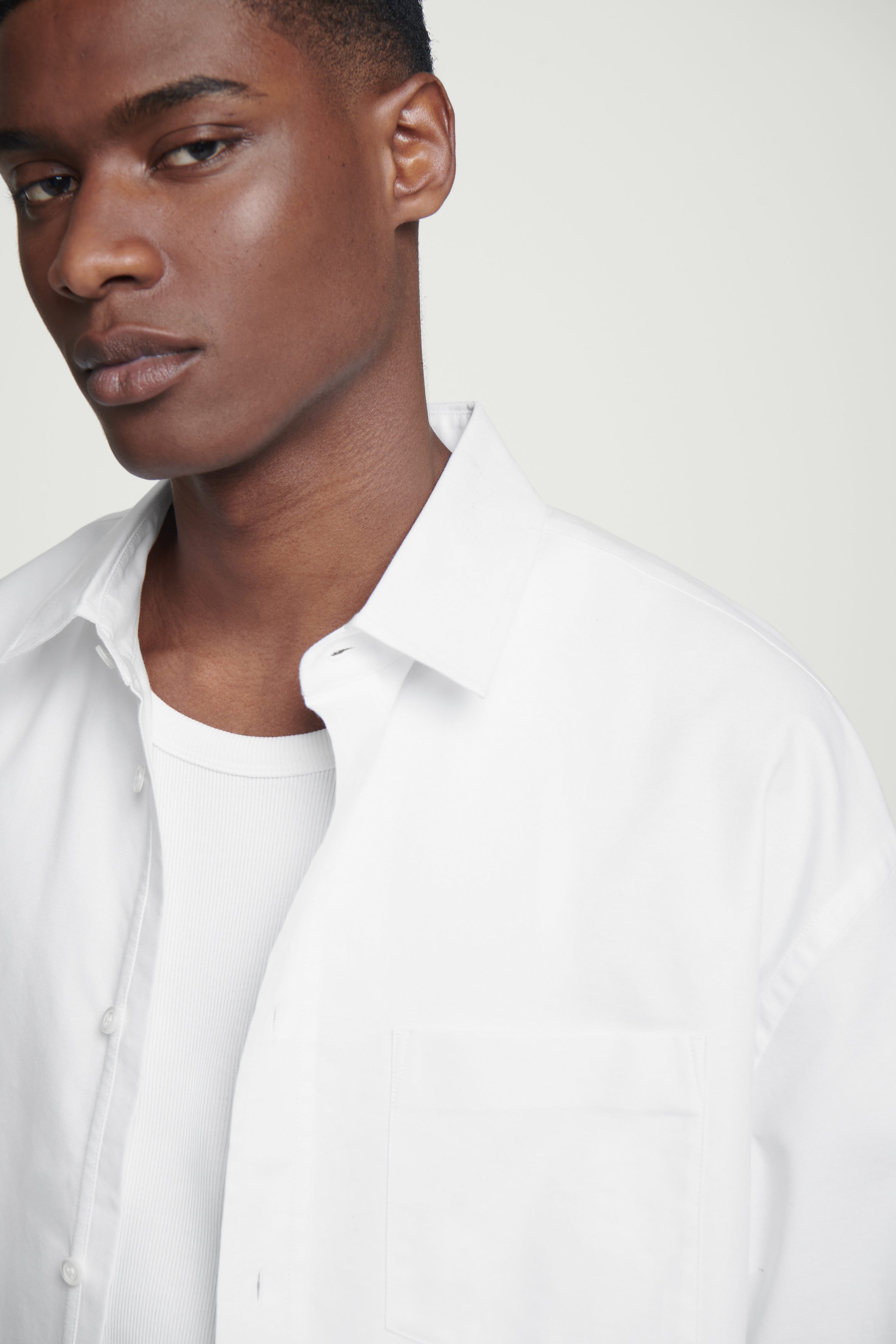 WIDE OVERSIZED COTTON OXFORD SHIRT - WHITE