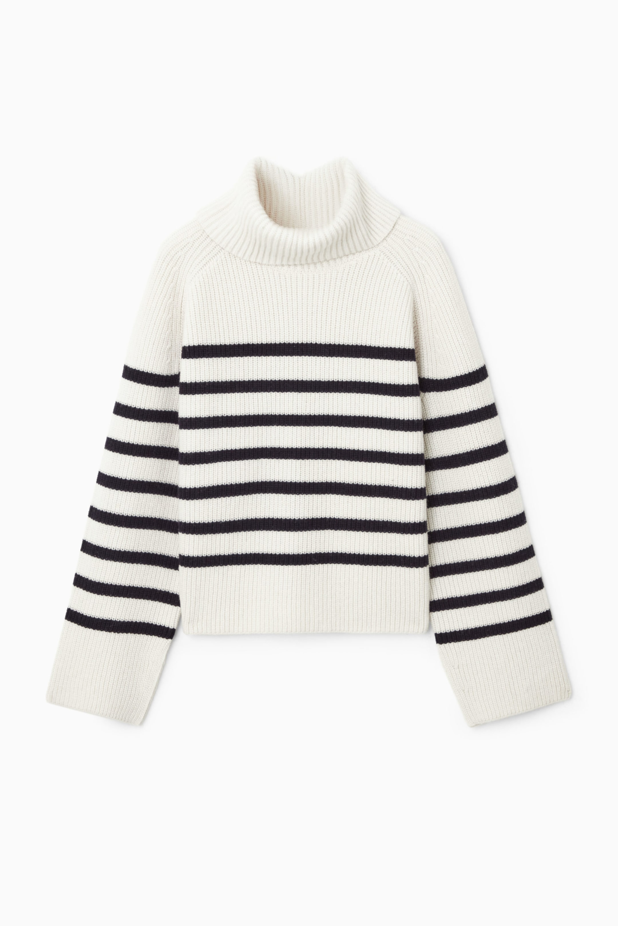 STRIPED WOOL ROLL-NECK JUMPER