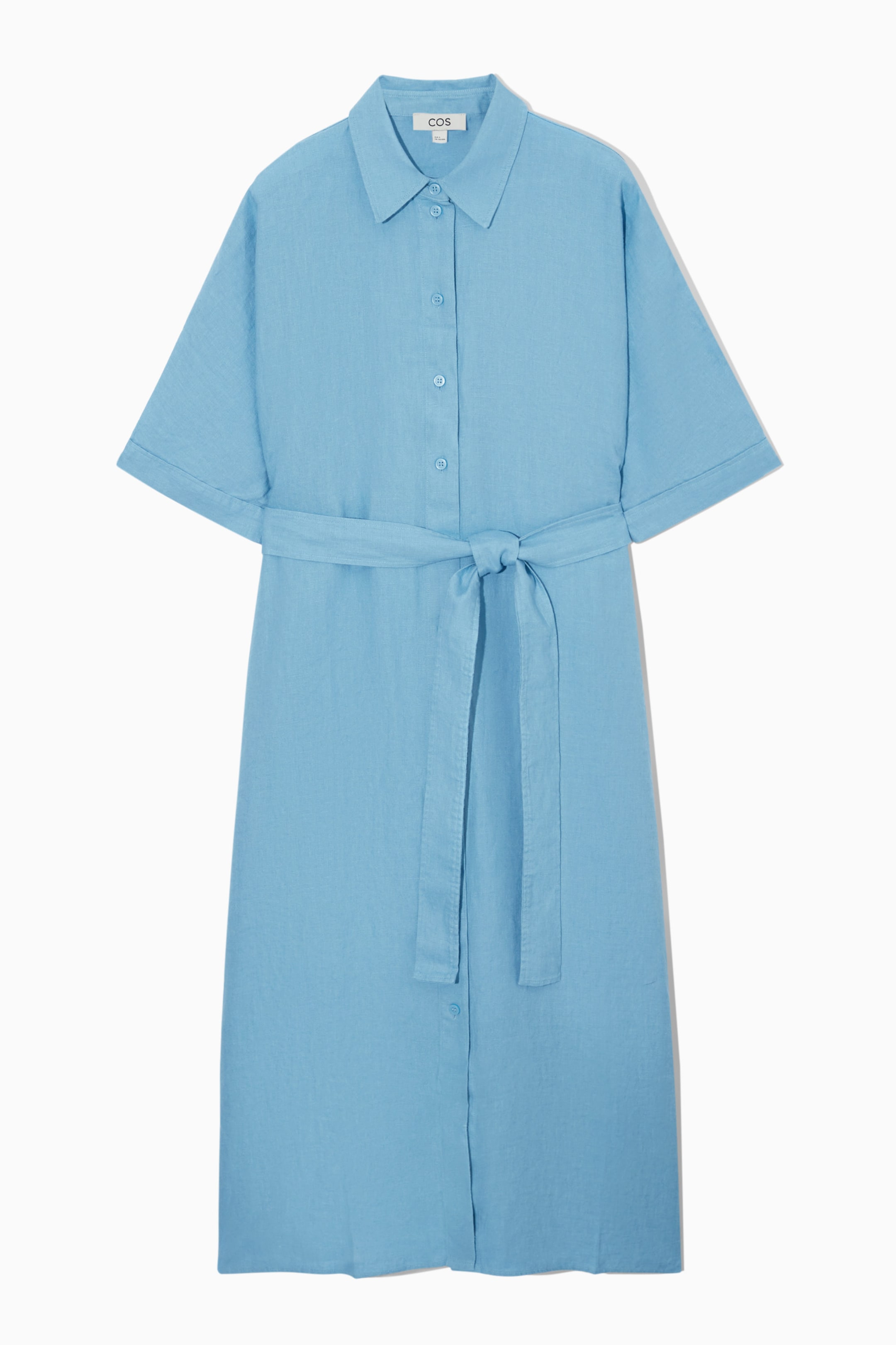 BELTED LINEN SHIRT DRESS