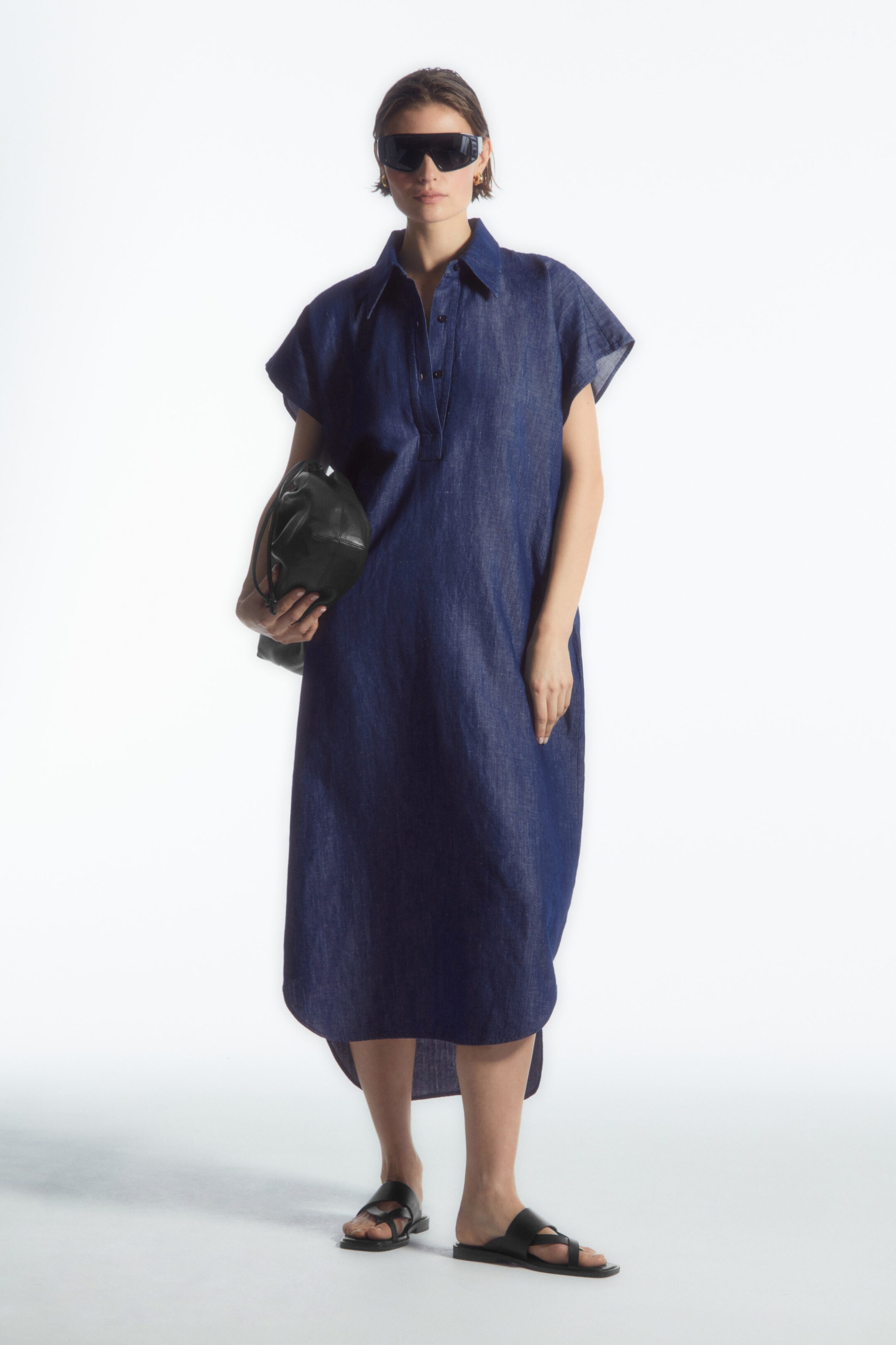 ROBE-CHEMISE MIDI OVERSIZE EN DENIM