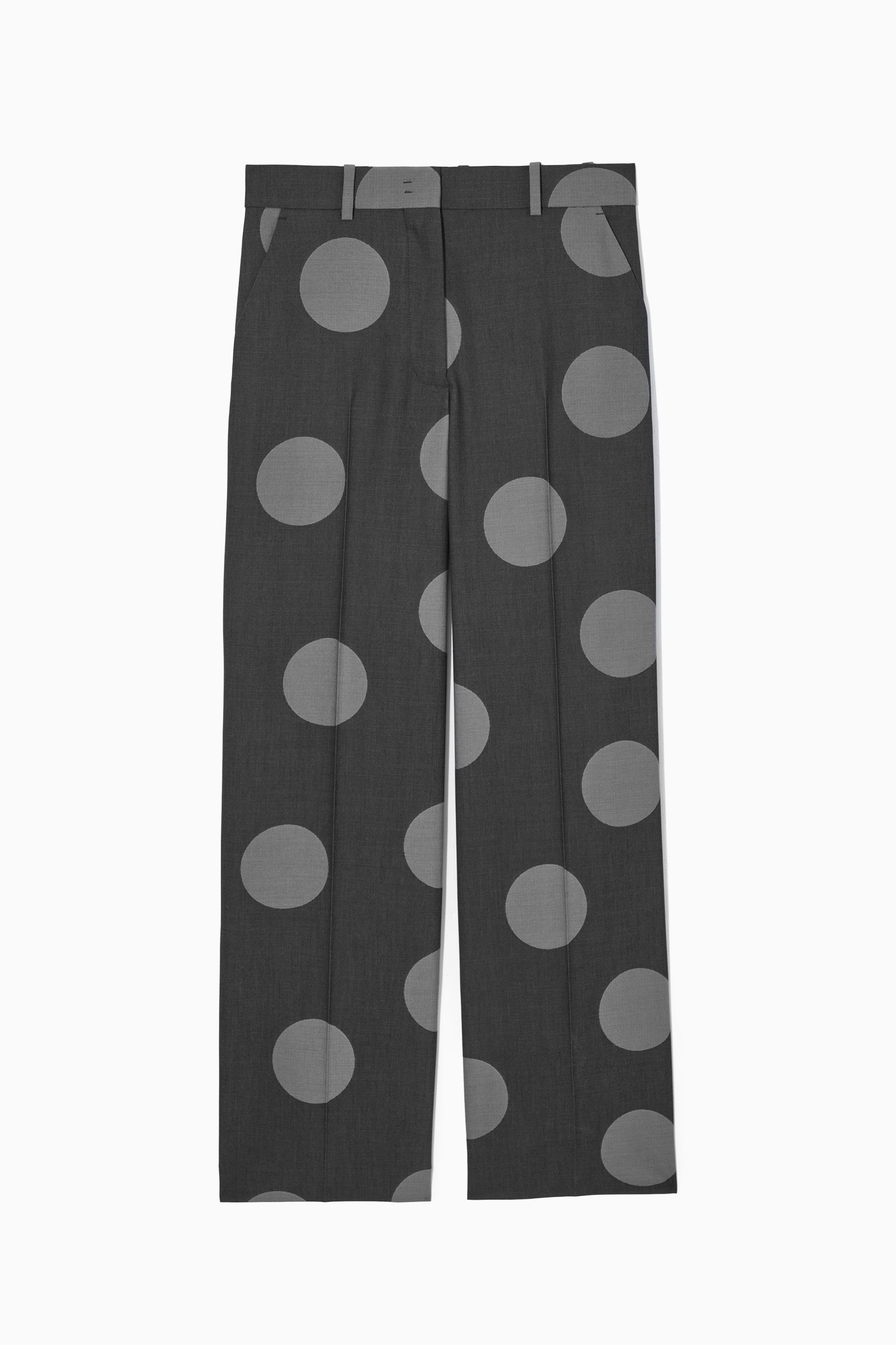 PANTALON DROIT EN LAINE À POIS REGULAR