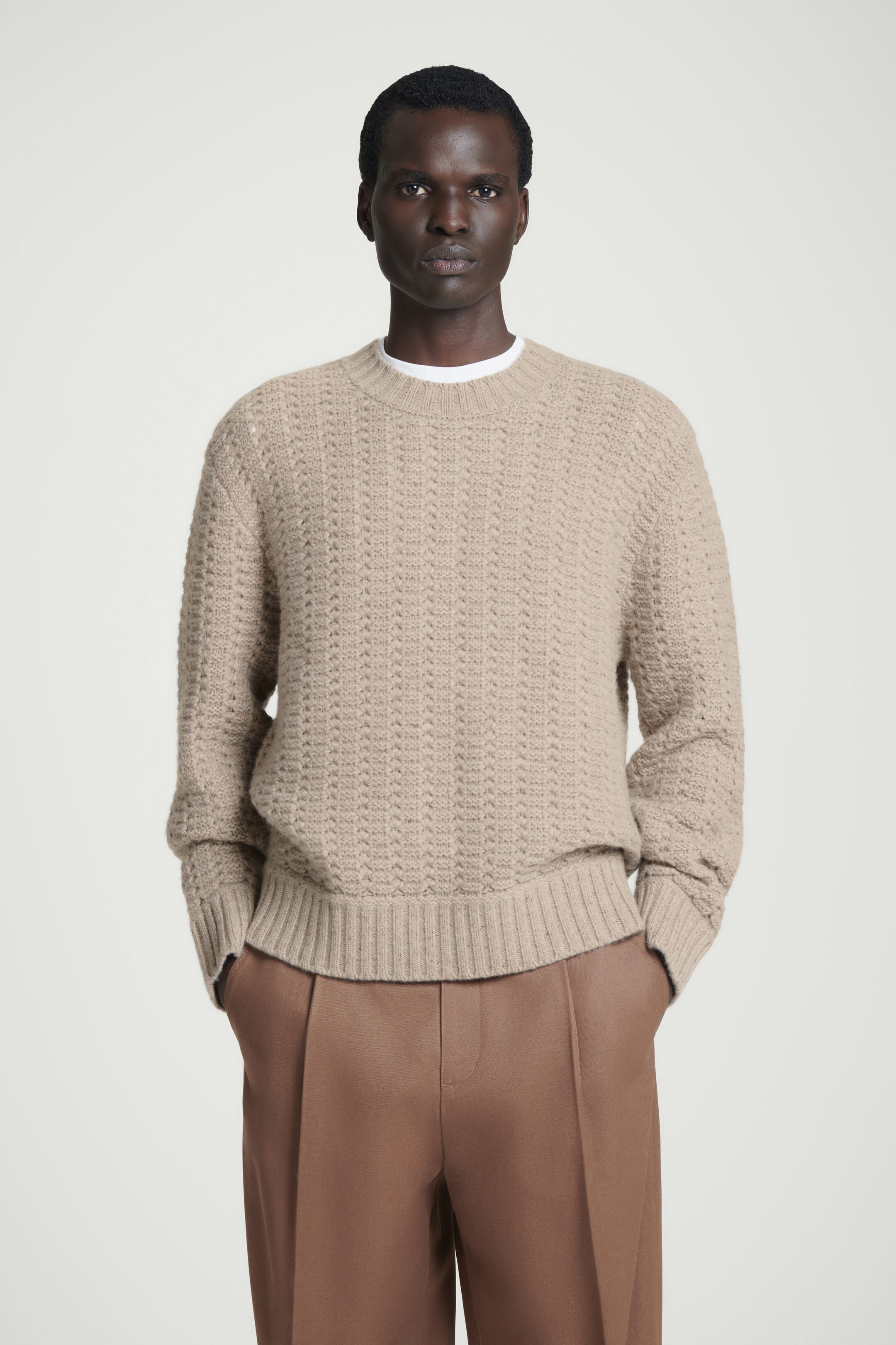 RELAXED POINTELLE-KNIT PURE CASHMERE JUMPER