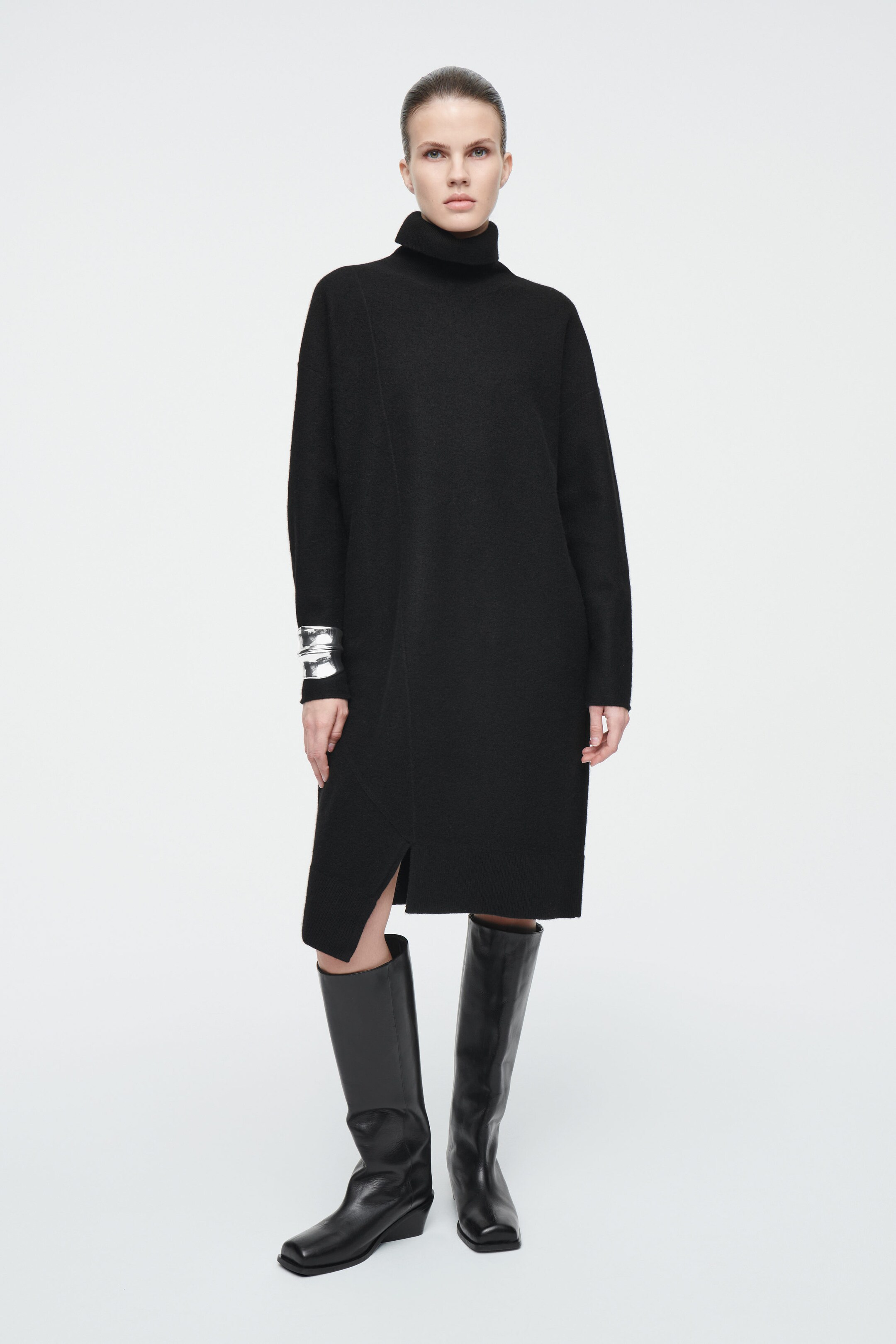 ASYMMETRIC MERINO WOOL DRESS