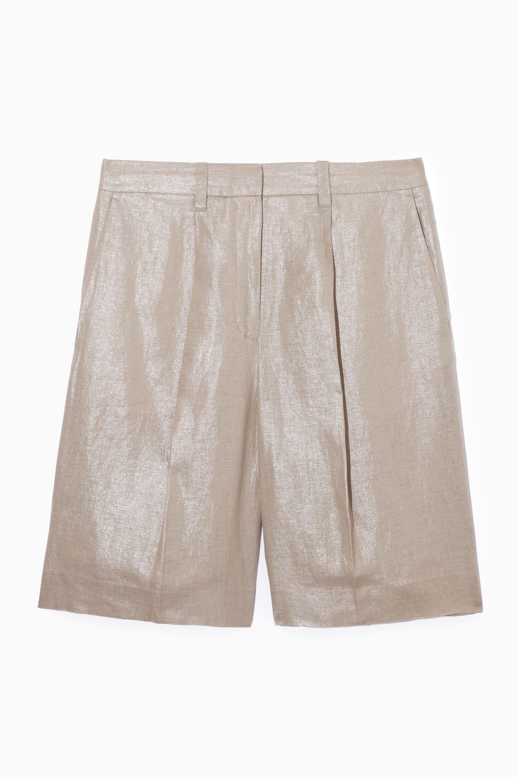 TAILORED METALLIC LINEN SHORTS