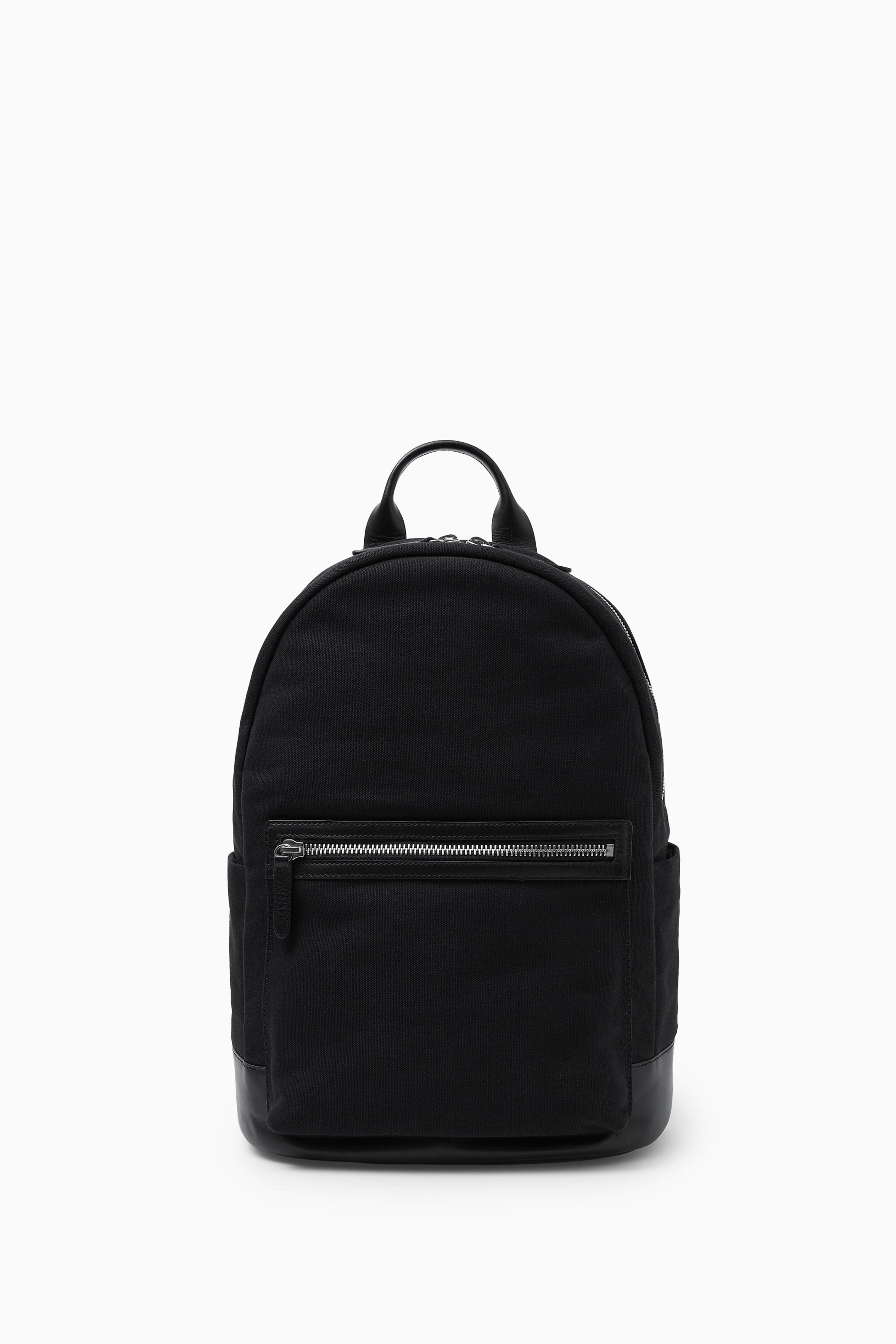 LEATHER-TRIMMED CANVAS BACKPACK