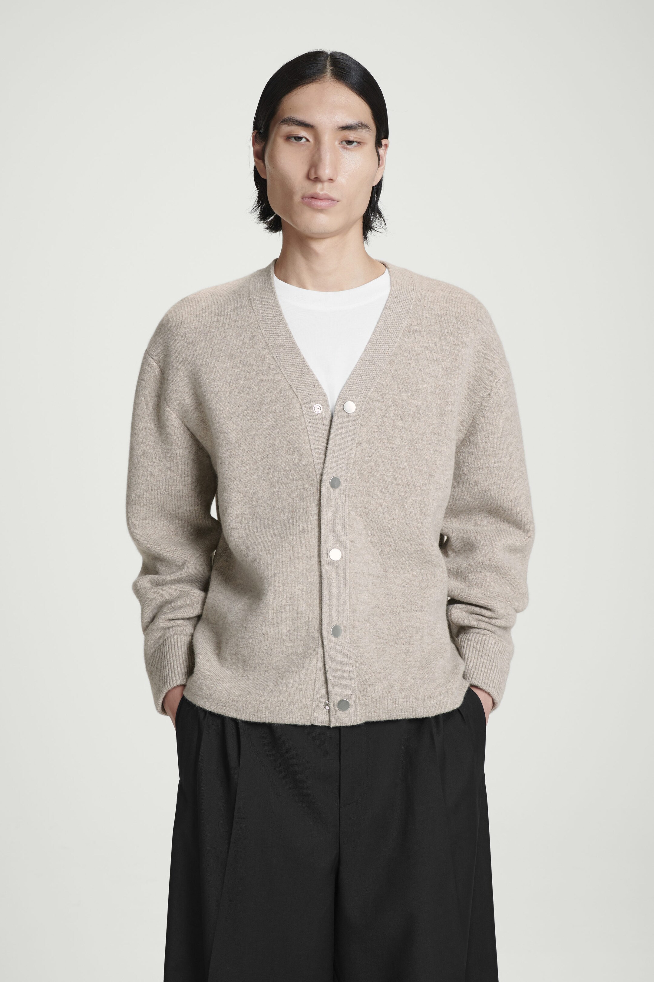 CARDIGAN COL V EN LAINE DOUBLE FACE