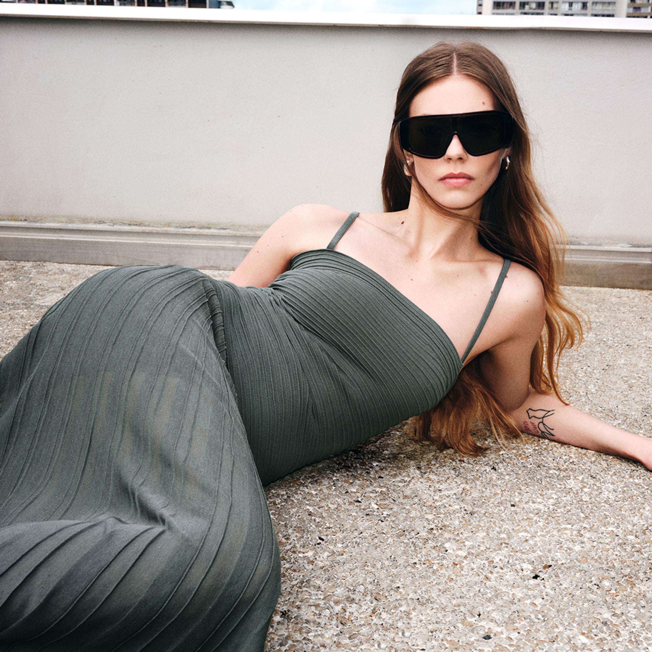 Woman in green dress