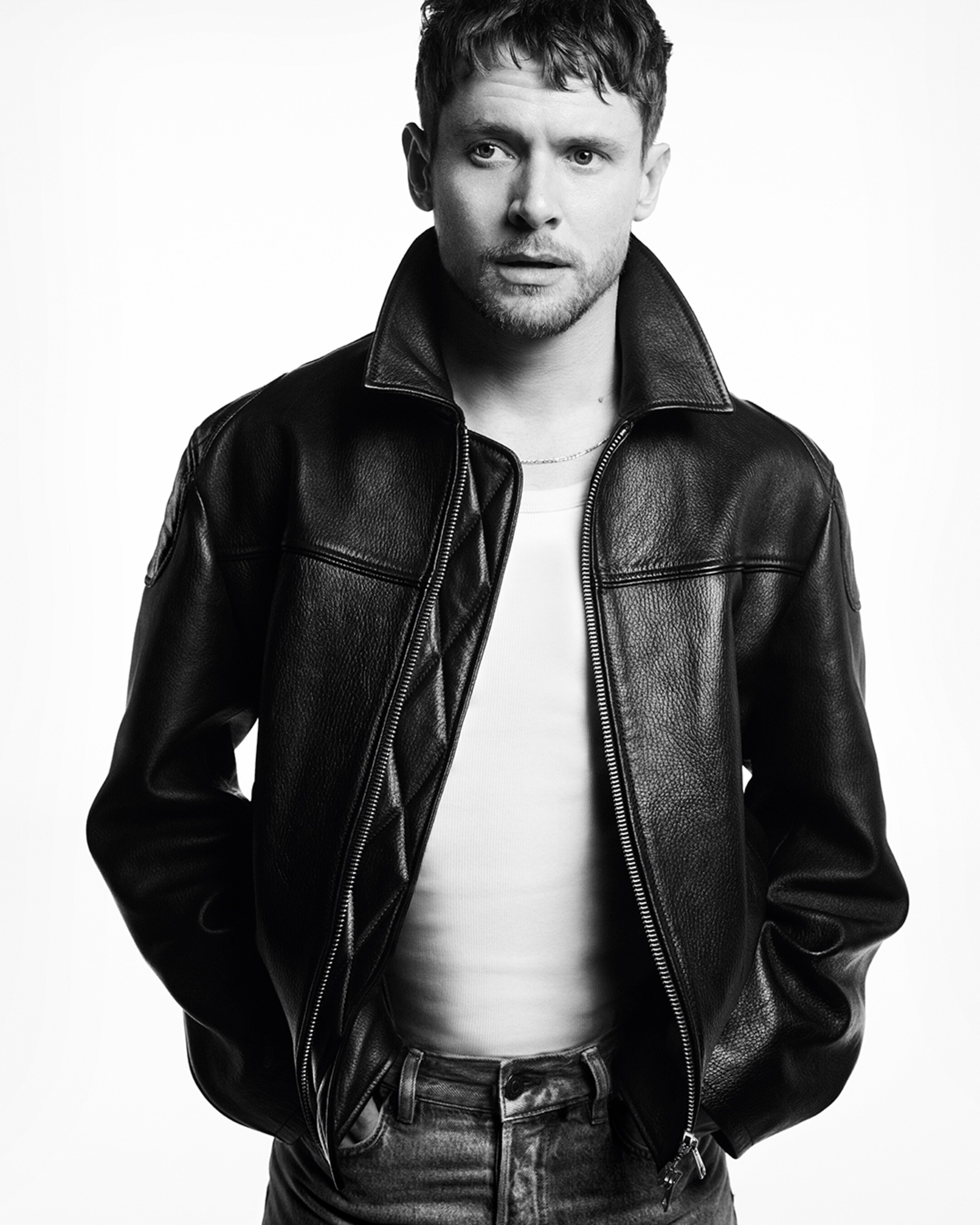 Man in leather jacket