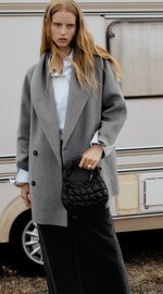 Placeholder for: Woman wearing grey wool coat