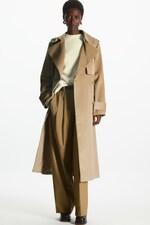 Placeholder for: Woman wearing nude courdroy trench