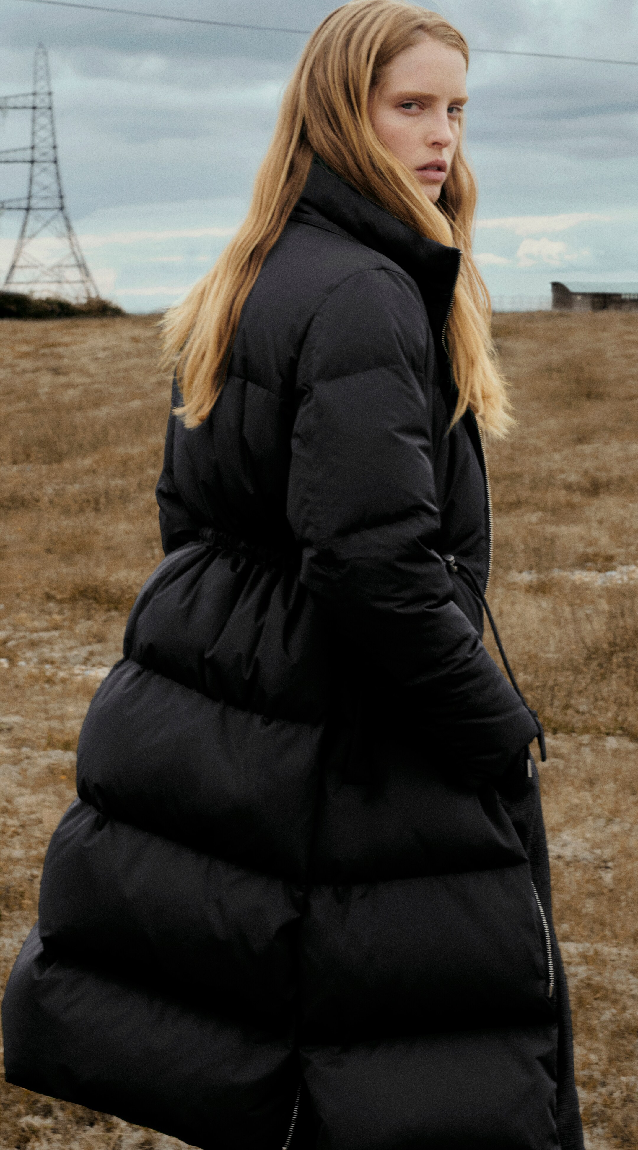 Woman wearing puffer coat