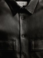 Placeholder for: Black leather collared shirt with chest pockets