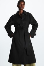 Placeholder for: Woman wearing black long trench